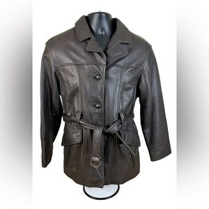 Wilsons Leather Women Dark Brown Belted Jacket w 3M Thinsulate Sz M
